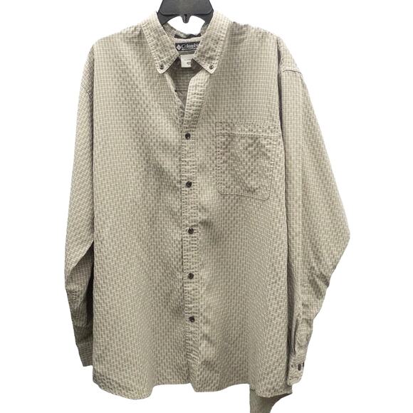 Columbia Men’s XCO Button Down Long Sleeve Shirt XXL Tan Plaid - Picture 1 of 3